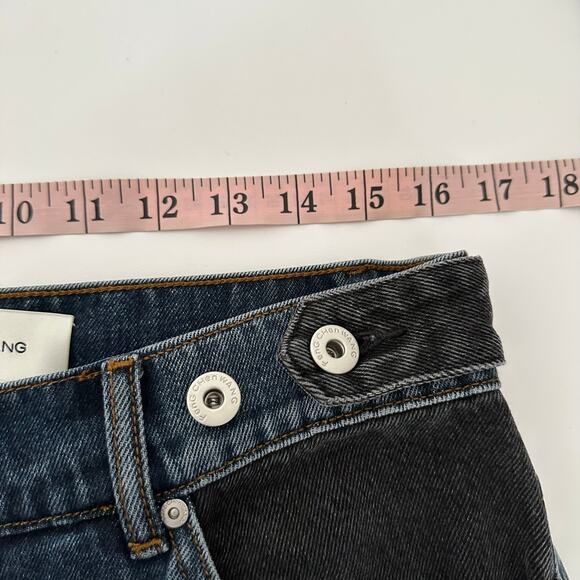 NEW Feng Chen Wang Men's Deconstructed Denim Pants Black Blue Size XL - Picture 8 of 10